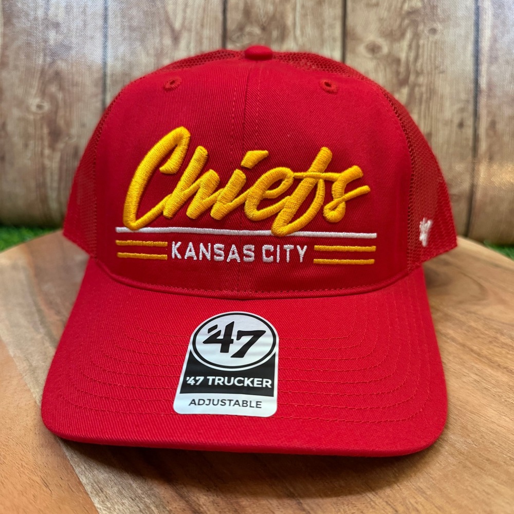 47 Brand Kansas City Chiefs Trucker Hat Mens One Size Red Mesh Snapback NWT